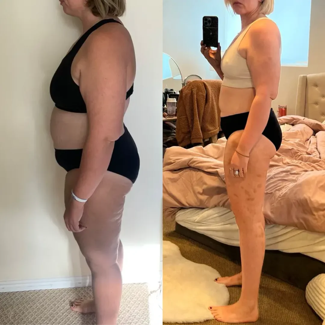 Before and after image of a female after undergoing a fitness plan
