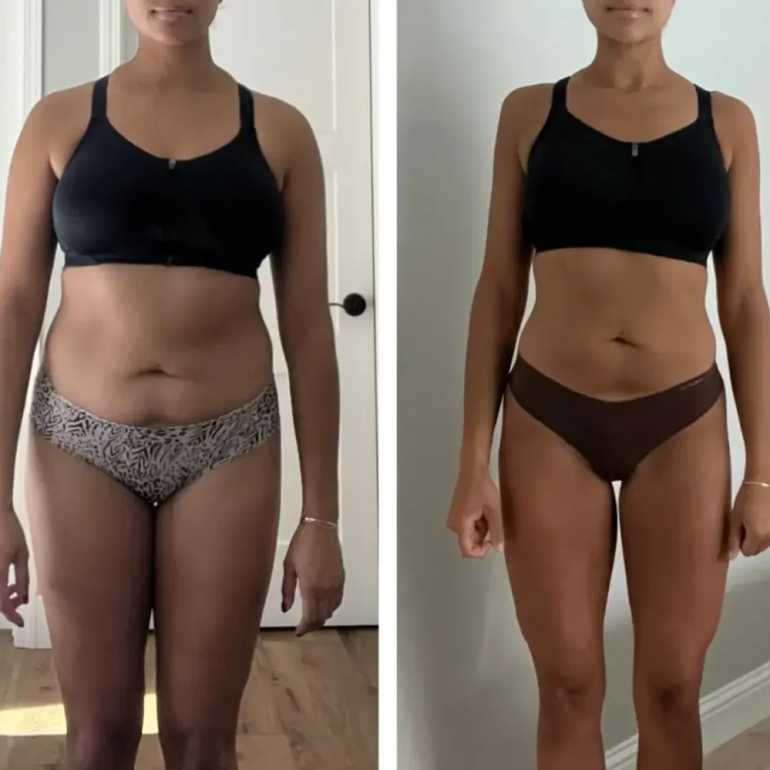 Before and after image of a female after undergoing a fitness plan