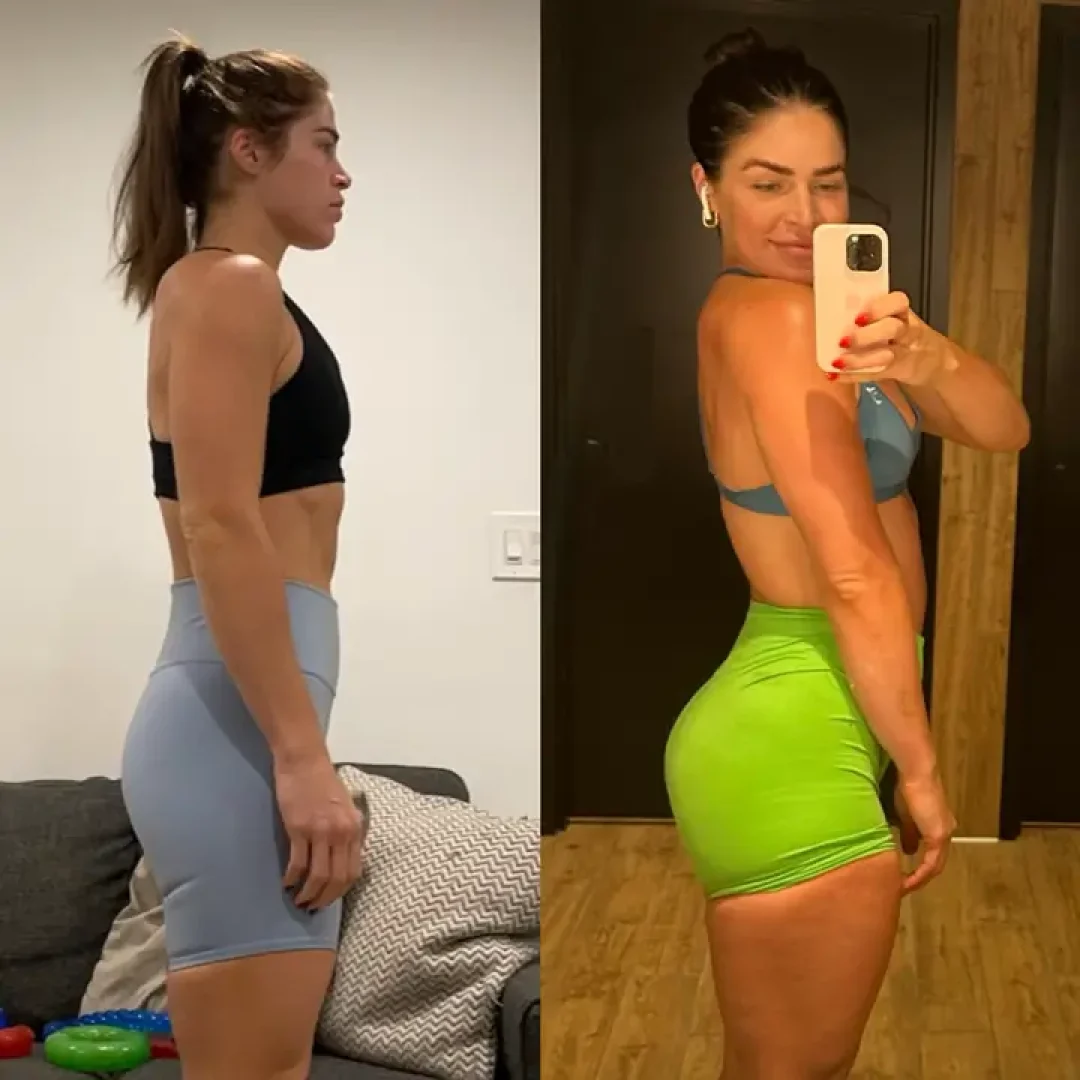 Before and after image of a female after undergoing a fitness plan