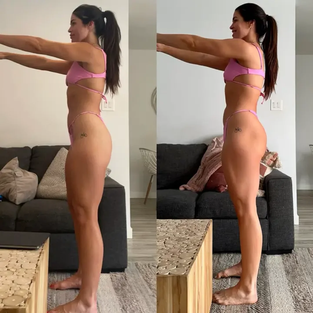 Before and after image of a female after undergoing a fitness plan