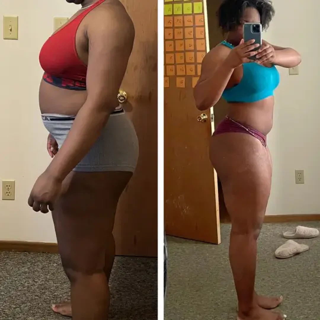 Before and after image of a female after undergoing a fitness plan